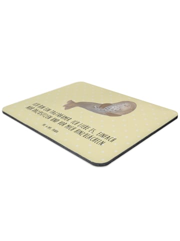 Mr. & Mrs. Panda Mousepad Robbe Lachen mit Spruch in Gelb Pastell