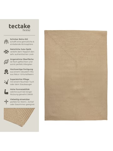 tectake Geflochtener Teppich Vibe, strapazierfähig und pflegeleicht, braun
