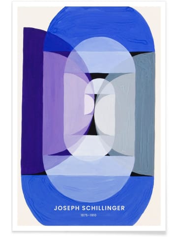 Juniqe Poster "Schillinger - Blue Gray Violet Wheel" in Blau & Violett