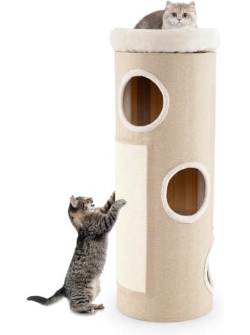 COSTWAY Kratztonne 4 Ebenen 113 cm hoch in Beige