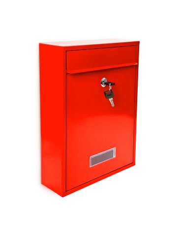 relaxdays Briefkasten in Rot - (B)35 x (H)26,5 x (T)8,5 cm