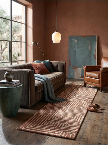 KADIMA DESIGN Teppich Kurzflor Strapazierfähig ARLEN Labyrinth Muster Modern in Terrakotta