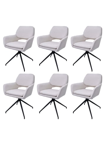 MCW 6er-Set Esszimmerstuhl N74 Bouclé, Creme