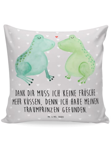 Mr. & Mrs. Panda 40x40 Kissen Frosch Liebe mit Spruch in Grau Pastell