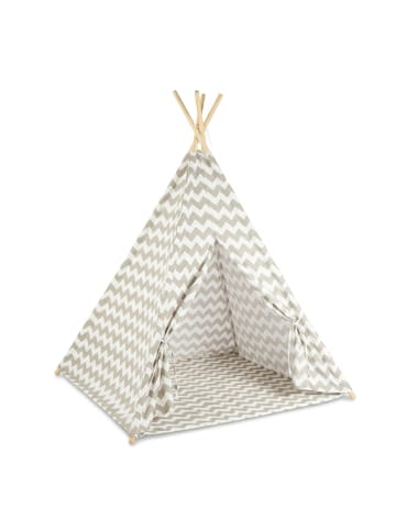 relaxdays Tipi Zelt in Weiß/Grau