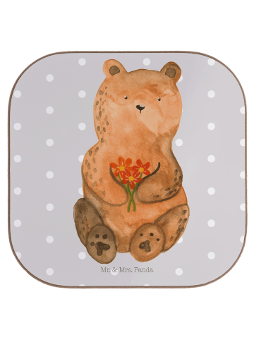 Mr. & Mrs. Panda Untersetzer Tasse Bär Dankbar ohne Spruch in Grau Pastell