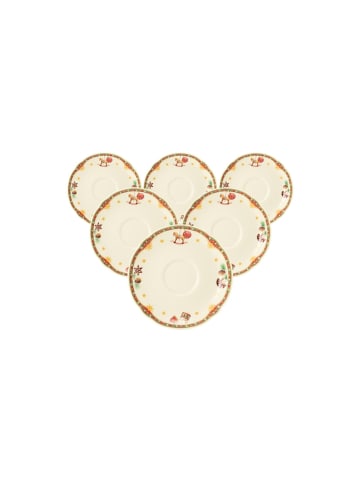 6er Set Teeuntertassen Marieluise Weihnachtsnostalgie in Creme ø 13 cm