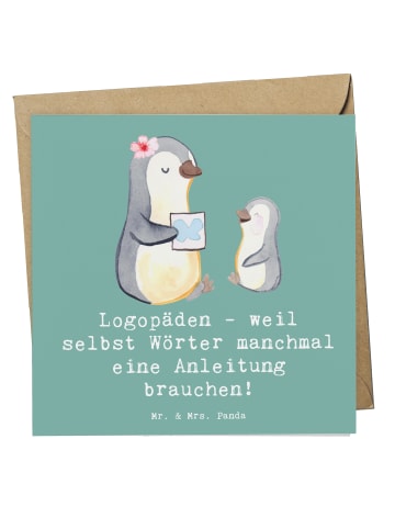 Mr. & Mrs. Panda Deluxe Karte Logopädin Helden mit Spruch in Meeresbrise