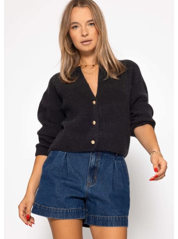 SASSYCLASSY Cardigan mit V-Ausschnitt in Schwarz