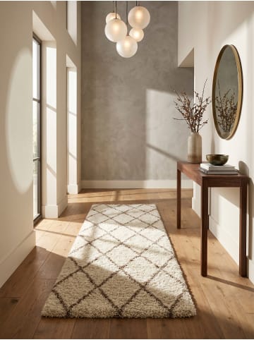 KADIMA DESIGN Teppich Hochflor Shaggy Waschbar Geometrisch DOLOMIT Strapazierfähig in Creme