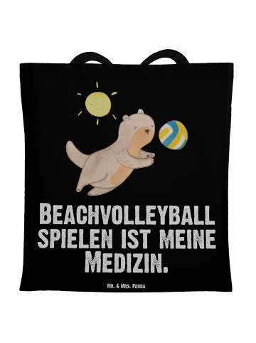 Mr. & Mrs. Panda Tragetasche Otter Beachvolleyball mit Spruch in Schwarz