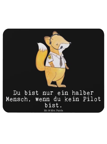 Mr. & Mrs. Panda Mauspad Pilot Herz mit Spruch in Schwarz