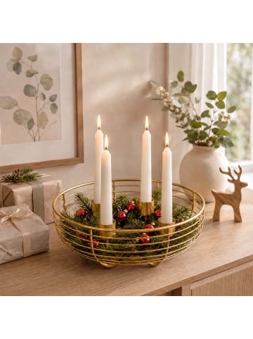 relaxdays Adventskranz in Gold - (H)6 x Ø 20,5 cm