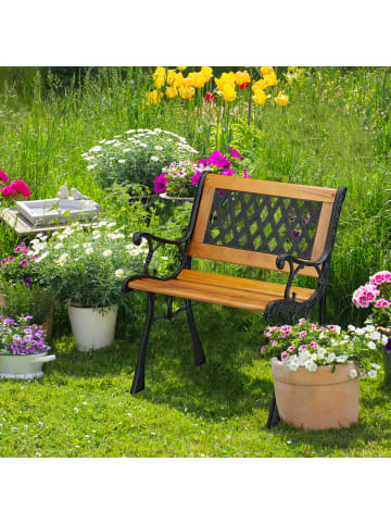 relaxdays Gartenstuhl in Natur/Schwarz - (B)62 x (H)73 x (T)52,5 cm