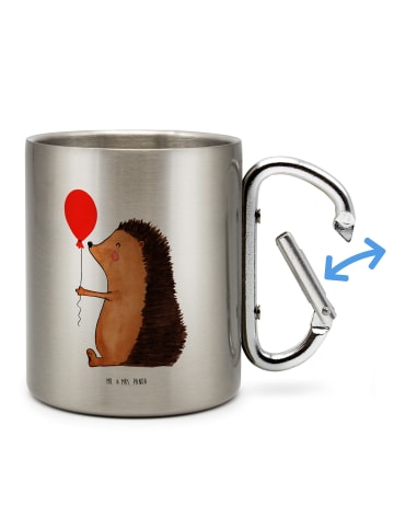 Mr. & Mrs. Panda Karabiner Tasse Igel Luftballon ohne Spruch in Silber