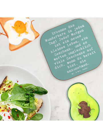 Mr. & Mrs. Panda Holzuntersetzer Spruch Erleuchtung im Alltag mi... in Meeresbrise