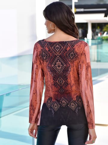 WITT WEIDEN Zipfelshirt in schwarz-rost-gemustert