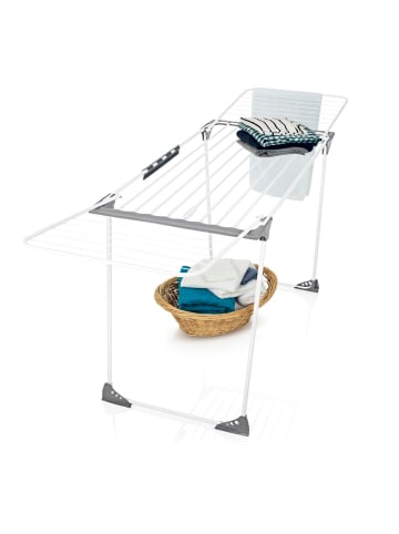 EASYmaxx Wäscheständer ausziehbar 201-258x56x100cm weiß/grau Weiß