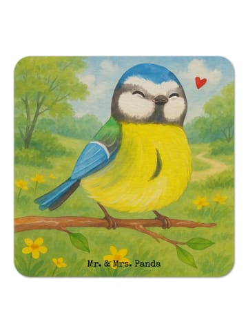 Mr. & Mrs. Panda Bierdeckel Vogel Blaumeise Design ohne Spruch in Weiß