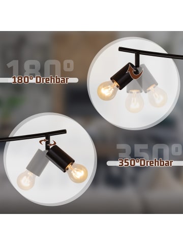 ZMH Deckenleuchte in schwarz s4-flammige E27 rund chwenkbar 350° L 67cm