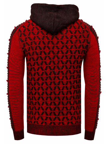 Rusty Neal 1/2 Zip Kontrast Grobstrick Kapuzen-Pullover in Anthrazit