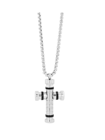 Adeliás Unisex Halskette – Erbskette Kreuz aus Edelstahl 60 cm in braun