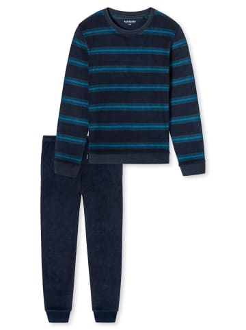 Schiesser Pyjama Casual Nightwear Frottee in Blau