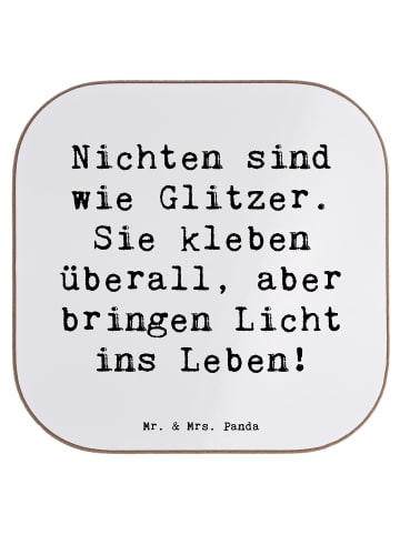 Mr. & Mrs. Panda Untersetzer Nichte Glitzer mit Spruch in Weiß
