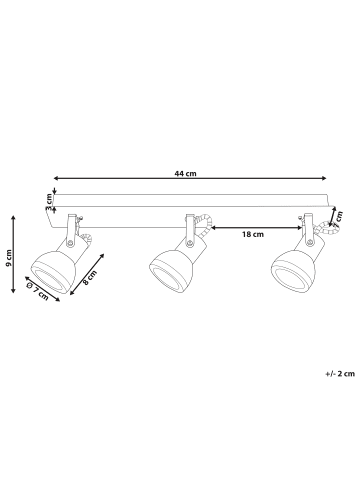 Beliani Deckenleuchten BARO in Weiß/Schwarz - (W) 44 x (H) 12 x (L) 7 cm