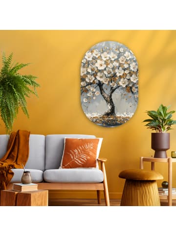OnlyWow Ovales Wandbild Goldfarben