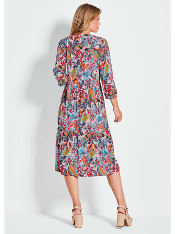 GOLDNER Midikleid mit Allover-Print und  V-Ausschnitt in bunt / gemustert