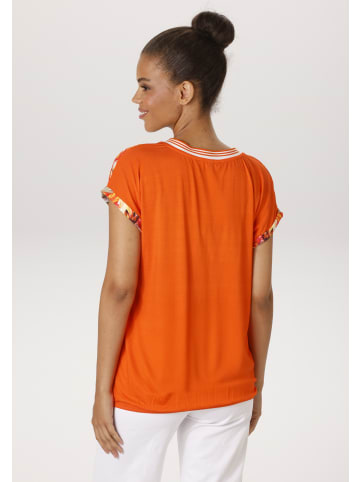 Aniston CASUAL Shirtbluse in wollweiß-orange-gelb-rot-rosa-braun-khaki-grün