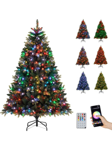 COSTWAY 180 cm Künstlicher Weihnachtsbaum mit Beleuchtung in Grün