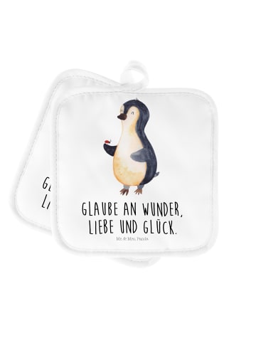 Mr. & Mrs. Panda Topflappen Pinguin Marienkäfer mit Spruch in Weiß