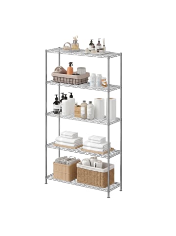 SONGMICS Standregal Dalten in Silbern - (B)90 x (H)161 x (T)30 cm