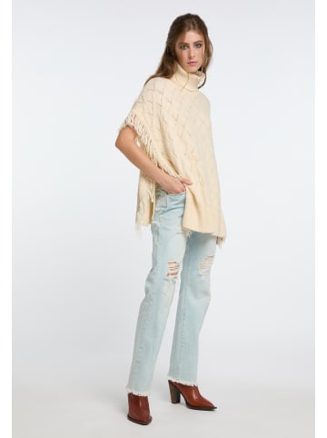 IZIA Strick Poncho in Creme