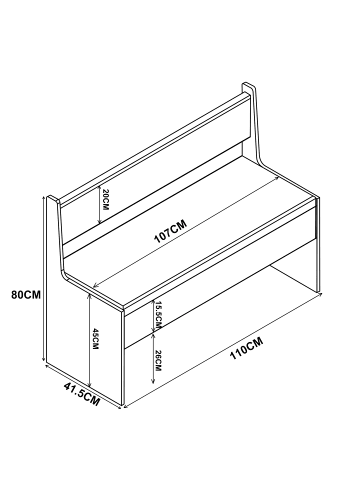 VCM  Holz Eckbank Sitzbank Bank Esal 110 cm in Anthrazit / Honig-Eiche