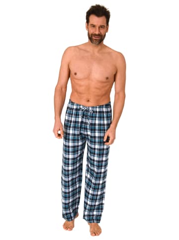 NORMANN Flanell Schlafanzug Pyjama Hose Karo - 76585 in türkis
