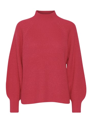 b.young Grobstrick Pullover mit Ballonärmeln Sweater mit Kragen in Rot