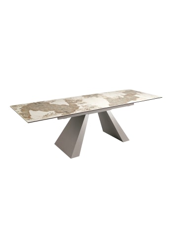 Angel Cerdá Ausziehbarer Esstisch 1124 in Weiß/Taupe Grau – (B)180 x (T)90 x (H)76 cm