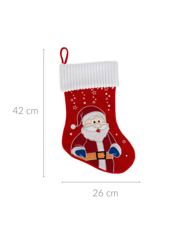 Atmosphera Créateur d'intérieur Weihnachtsstrumpf für Geschenke, Weihnachtsmann in Rot, 26 x 2 x 42 cm