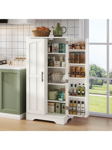 ABRIHOME Küchenschrank mit LED und 2 Türen & Verstellbare Böden in Weiß, 120x60x40 cm