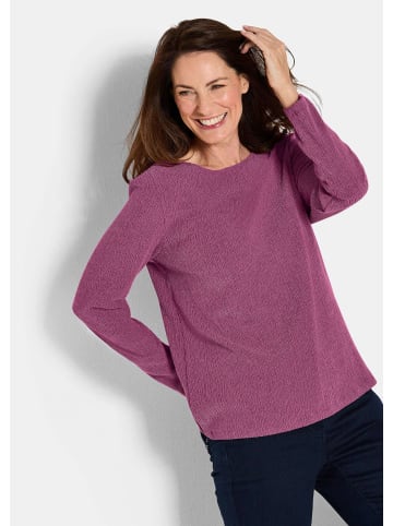 GOLDNER Kreppshirt Langarm Melange Jersey-Oberteil in beere