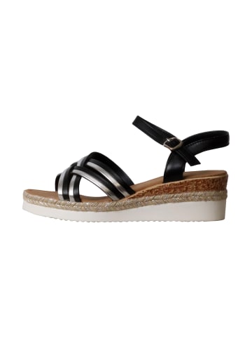 Divine Factory Sandalen mit Keilabsatz und Riemchen Schwarz