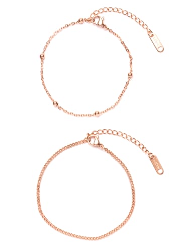 Hey Happiness Vergold. Armbänder 2er Set Edelstahl in Rosegold