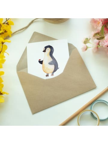 Mr. & Mrs. Panda Klappkarte Pinguin Marienkäfer mit Spruch in Weiß