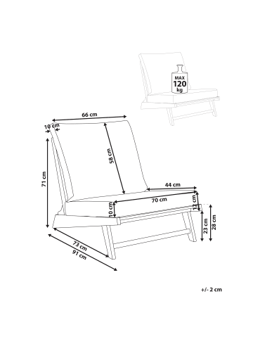 Beliani Sessel MICCIANO in Braun/Weiß - (W) 70 x (H) 71 x (L) 91 cm