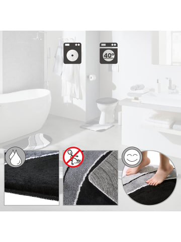 Erwin Müller Duschvorlage halbrund Veria in grau-schwarz