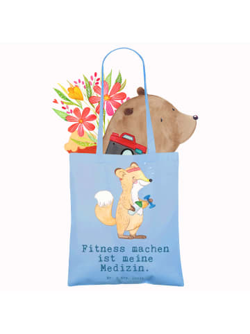 Mr. & Mrs. Panda Tragetasche Fuchs Fitness mit Spruch in Sky Blue