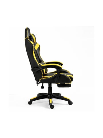 Wisam® Gaming Stuhl Drehbar Fußstütze Schwarz Gelb